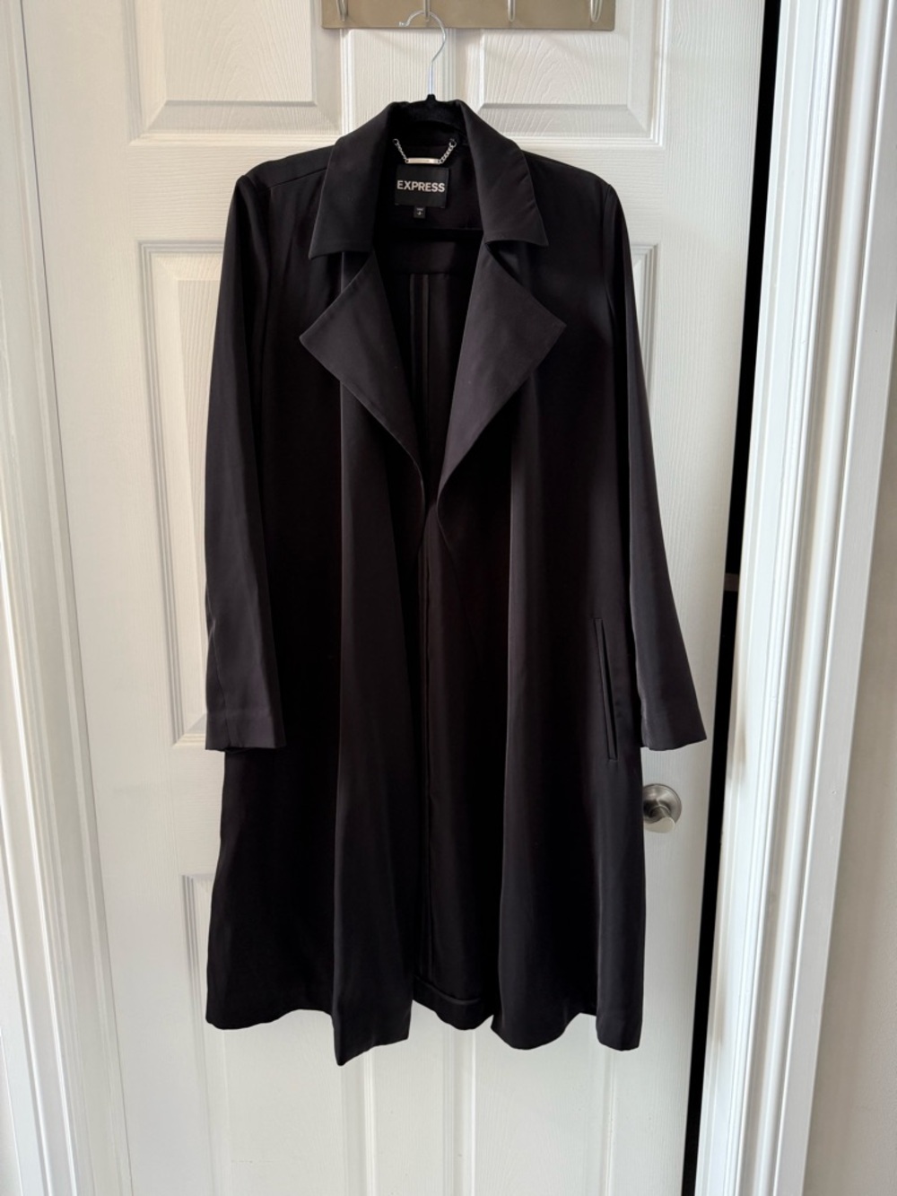 Express Black Open-Front Long Coat - Picture 2 of 5